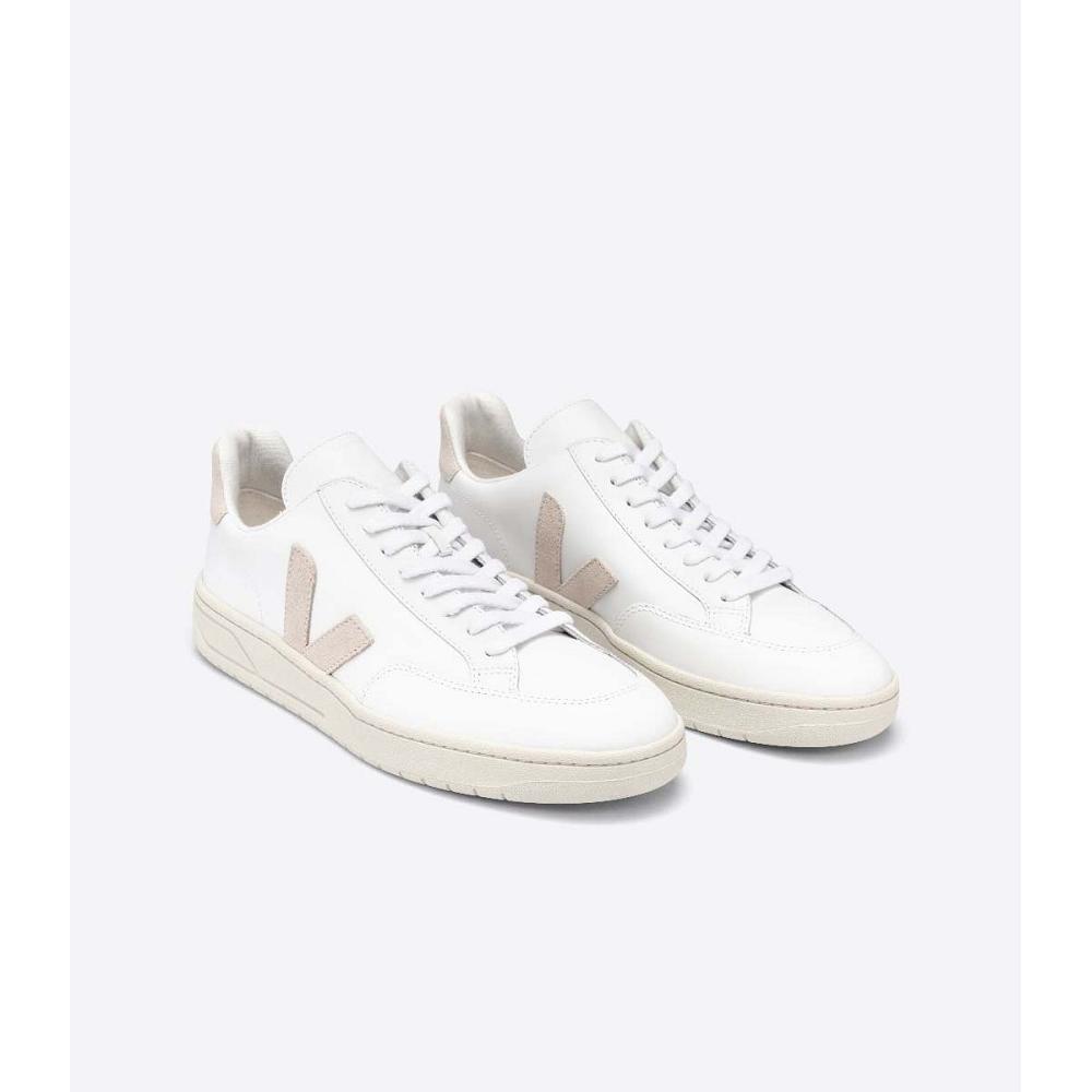 Veja V-12 LEATHER Men's Sneakers White/Pink | CA 342OKI